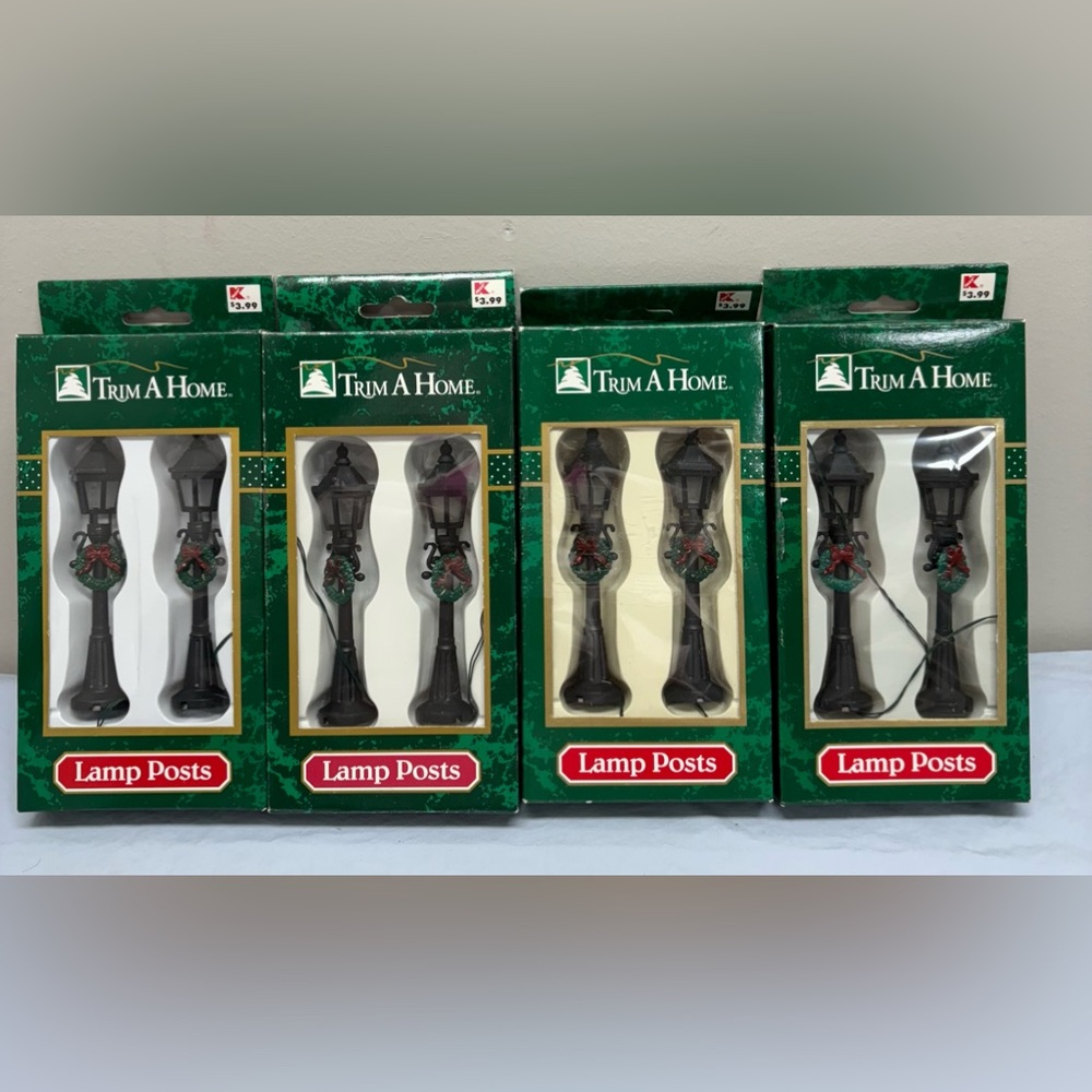 VTG New Lot 8 TRIM A HOME Battery Operated LAMP POSTS -Kmart Christmas Village